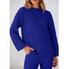 imagePRETTYGARDEN Womens 2 Piece Outfits Fall Fashion Clothes Quilted Long Sleeve Tops Wide Leg Pants Matching Lounge SetsRoyal Blue