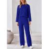 imagePRETTYGARDEN Womens 2 Piece Outfits Fall Fashion Clothes Quilted Long Sleeve Tops Wide Leg Pants Matching Lounge SetsRoyal Blue