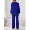 imagePRETTYGARDEN Womens 2 Piece Outfits Fall Fashion Clothes Quilted Long Sleeve Tops Wide Leg Pants Matching Lounge SetsRoyal Blue