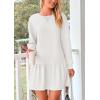imagePRETTYGARDEN Womens Fall Patchwork Sweatshirt Dress Casual Long Sleeve Crewneck Pullover Cute Babydoll Mini DressesBeige White