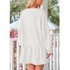 imagePRETTYGARDEN Womens Fall Patchwork Sweatshirt Dress Casual Long Sleeve Crewneck Pullover Cute Babydoll Mini DressesBeige White