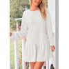 imagePRETTYGARDEN Womens Fall Patchwork Sweatshirt Dress Casual Long Sleeve Crewneck Pullover Cute Babydoll Mini DressesBeige White