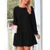 imagePRETTYGARDEN Womens Fall Patchwork Sweatshirt Dress Casual Long Sleeve Crewneck Pullover Cute Babydoll Mini DressesBlack