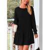 imagePRETTYGARDEN Womens Fall Patchwork Sweatshirt Dress Casual Long Sleeve Crewneck Pullover Cute Babydoll Mini DressesBlack