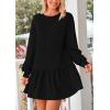 imagePRETTYGARDEN Womens Fall Patchwork Sweatshirt Dress Casual Long Sleeve Crewneck Pullover Cute Babydoll Mini DressesBlack