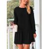 imagePRETTYGARDEN Womens Fall Patchwork Sweatshirt Dress Casual Long Sleeve Crewneck Pullover Cute Babydoll Mini DressesBlack