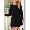 imagePRETTYGARDEN Womens Fall Patchwork Sweatshirt Dress Casual Long Sleeve Crewneck Pullover Cute Babydoll Mini DressesBlack