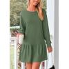 imagePRETTYGARDEN Womens Fall Patchwork Sweatshirt Dress Casual Long Sleeve Crewneck Pullover Cute Babydoll Mini DressesGreen