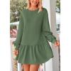 imagePRETTYGARDEN Womens Fall Patchwork Sweatshirt Dress Casual Long Sleeve Crewneck Pullover Cute Babydoll Mini DressesGreen