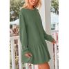 imagePRETTYGARDEN Womens Fall Patchwork Sweatshirt Dress Casual Long Sleeve Crewneck Pullover Cute Babydoll Mini DressesGreen