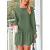 imagePRETTYGARDEN Womens Fall Patchwork Sweatshirt Dress Casual Long Sleeve Crewneck Pullover Cute Babydoll Mini DressesGreen