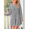 imagePRETTYGARDEN Womens Fall Patchwork Sweatshirt Dress Casual Long Sleeve Crewneck Pullover Cute Babydoll Mini DressesGrey