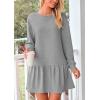 imagePRETTYGARDEN Womens Fall Patchwork Sweatshirt Dress Casual Long Sleeve Crewneck Pullover Cute Babydoll Mini DressesGrey
