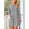 imagePRETTYGARDEN Womens Fall Patchwork Sweatshirt Dress Casual Long Sleeve Crewneck Pullover Cute Babydoll Mini DressesGrey