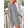 imagePRETTYGARDEN Womens Fall Patchwork Sweatshirt Dress Casual Long Sleeve Crewneck Pullover Cute Babydoll Mini DressesGrey
