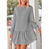 imagePRETTYGARDEN Womens Fall Patchwork Sweatshirt Dress Casual Long Sleeve Crewneck Pullover Cute Babydoll Mini DressesGrey
