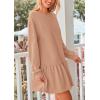 imagePRETTYGARDEN Womens Fall Patchwork Sweatshirt Dress Casual Long Sleeve Crewneck Pullover Cute Babydoll Mini DressesNude Pink