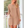 imagePRETTYGARDEN Womens Fall Patchwork Sweatshirt Dress Casual Long Sleeve Crewneck Pullover Cute Babydoll Mini DressesNude Pink