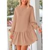imagePRETTYGARDEN Womens Fall Patchwork Sweatshirt Dress Casual Long Sleeve Crewneck Pullover Cute Babydoll Mini DressesNude Pink