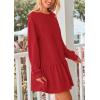 imagePRETTYGARDEN Womens Fall Patchwork Sweatshirt Dress Casual Long Sleeve Crewneck Pullover Cute Babydoll Mini DressesRed
