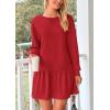 imagePRETTYGARDEN Womens Fall Patchwork Sweatshirt Dress Casual Long Sleeve Crewneck Pullover Cute Babydoll Mini DressesRed
