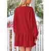 imagePRETTYGARDEN Womens Fall Patchwork Sweatshirt Dress Casual Long Sleeve Crewneck Pullover Cute Babydoll Mini DressesRed