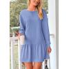 imagePRETTYGARDEN Womens Fall Patchwork Sweatshirt Dress Casual Long Sleeve Crewneck Pullover Cute Babydoll Mini DressesSky Blue