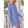 imagePRETTYGARDEN Womens Fall Patchwork Sweatshirt Dress Casual Long Sleeve Crewneck Pullover Cute Babydoll Mini DressesSky Blue