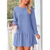 imagePRETTYGARDEN Womens Fall Patchwork Sweatshirt Dress Casual Long Sleeve Crewneck Pullover Cute Babydoll Mini DressesSky Blue