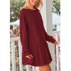 imagePRETTYGARDEN Womens Fall Patchwork Sweatshirt Dress Casual Long Sleeve Crewneck Pullover Cute Babydoll Mini DressesWine Red