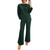 imagePRETTYGARDEN Womens 2 Piece Outfits Fall Fashion Clothes Quilted Long Sleeve Tops Wide Leg Pants Matching Lounge SetsDark Green