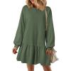 imagePRETTYGARDEN Womens Fall Patchwork Sweatshirt Dress Casual Long Sleeve Crewneck Pullover Cute Babydoll Mini DressesGreen