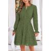 imagePRETTYGARDEN Womens 2024 Long Sleeve Mini Dress Eyelet V Neck A Line Casual Elegant Holiday Wedding Guest Party DressesArmy Green