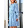 imagePRETTYGARDEN Womens 2024 Long Sleeve Mini Dress Eyelet V Neck A Line Casual Elegant Holiday Wedding Guest Party DressesLight Blue