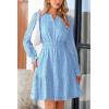 imagePRETTYGARDEN Womens 2024 Long Sleeve Mini Dress Eyelet V Neck A Line Casual Elegant Holiday Wedding Guest Party DressesLight Blue