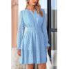 imagePRETTYGARDEN Womens 2024 Long Sleeve Mini Dress Eyelet V Neck A Line Casual Elegant Holiday Wedding Guest Party DressesLight Blue