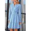 imagePRETTYGARDEN Womens 2024 Long Sleeve Mini Dress Eyelet V Neck A Line Casual Elegant Holiday Wedding Guest Party DressesLight Blue