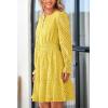 imagePRETTYGARDEN Womens 2024 Long Sleeve Mini Dress Eyelet V Neck A Line Casual Elegant Holiday Wedding Guest Party DressesYellow