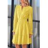 imagePRETTYGARDEN Womens 2024 Long Sleeve Mini Dress Eyelet V Neck A Line Casual Elegant Holiday Wedding Guest Party DressesYellow