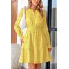 imagePRETTYGARDEN Womens 2024 Long Sleeve Mini Dress Eyelet V Neck A Line Casual Elegant Holiday Wedding Guest Party DressesYellow