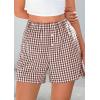 imagePRETTYGARDEN Womens Boxer Shorts 2025 Summer Casual Lounge Sleep Gingham Pajama Y2K Plaid Short Pants with PocketsCoffee