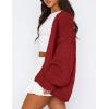 imagePRETTYGARDEN Womens Cardigan Sweaters 2024 Fall Trendy Chunky Knit Outerwear Outfits Fashion Long Sleeve CardigansJujube Red