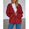 imagePRETTYGARDEN Womens Cardigan Sweaters 2024 Fall Trendy Chunky Knit Outerwear Outfits Fashion Long Sleeve CardigansJujube Red