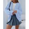 imagePRETTYGARDEN Womens Cardigan Sweaters 2024 Fall Trendy Chunky Knit Outerwear Outfits Fashion Long Sleeve CardigansLight Blue