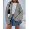imagePRETTYGARDEN Womens Cardigan Sweaters 2024 Fall Trendy Chunky Knit Outerwear Outfits Fashion Long Sleeve CardigansLight Grey