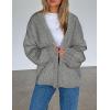 imagePRETTYGARDEN Womens Cardigan Sweaters 2024 Fall Trendy Chunky Knit Outerwear Outfits Fashion Long Sleeve CardigansLight Grey