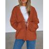imagePRETTYGARDEN Womens Cardigan Sweaters 2024 Fall Trendy Chunky Knit Outerwear Outfits Fashion Long Sleeve CardigansRust Red