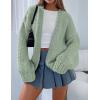 imagePRETTYGARDEN Womens Cardigan Sweaters 2024 Fall Trendy Chunky Knit Outerwear Outfits Fashion Long Sleeve CardigansSage Green