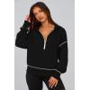 imagePRETTYGARDEN Womens Hooded Sweatshirts Long Sleeve Half Zip Cropped Hoodie Pullover Winter Fashion ClothesBlack