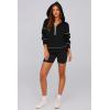 imagePRETTYGARDEN Womens Hooded Sweatshirts Long Sleeve Half Zip Cropped Hoodie Pullover Winter Fashion ClothesBlack